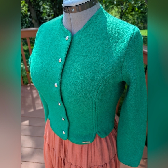 Vintage Geiger Tyrol Green 100% Wool Cardigan Sweater Women’s  EU Size 40 - Picture 1 of 8